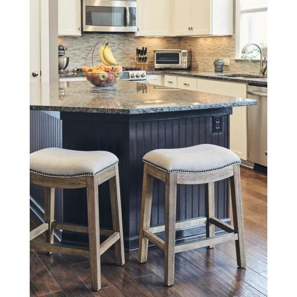 Counter Height Saddle Style Taupe Stool - AFS