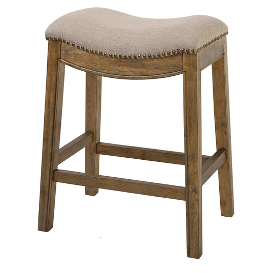 Counter Height Saddle Style Cream Stool - AFS