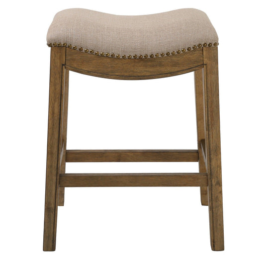 Counter Height Saddle Style Cream Stool - AFS