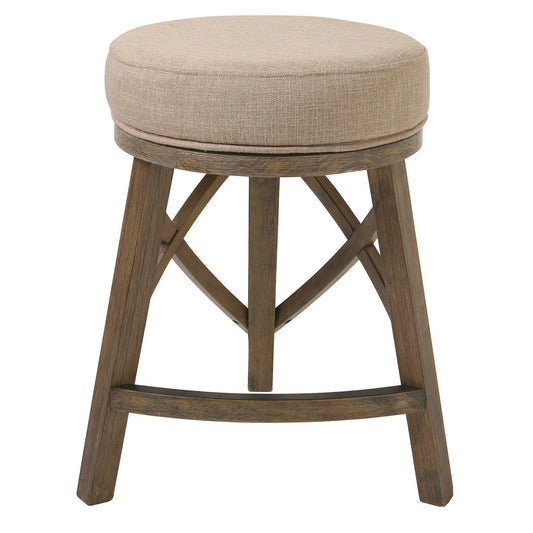 Counter Height Cream Modern Round Three Leg Stool - AFS