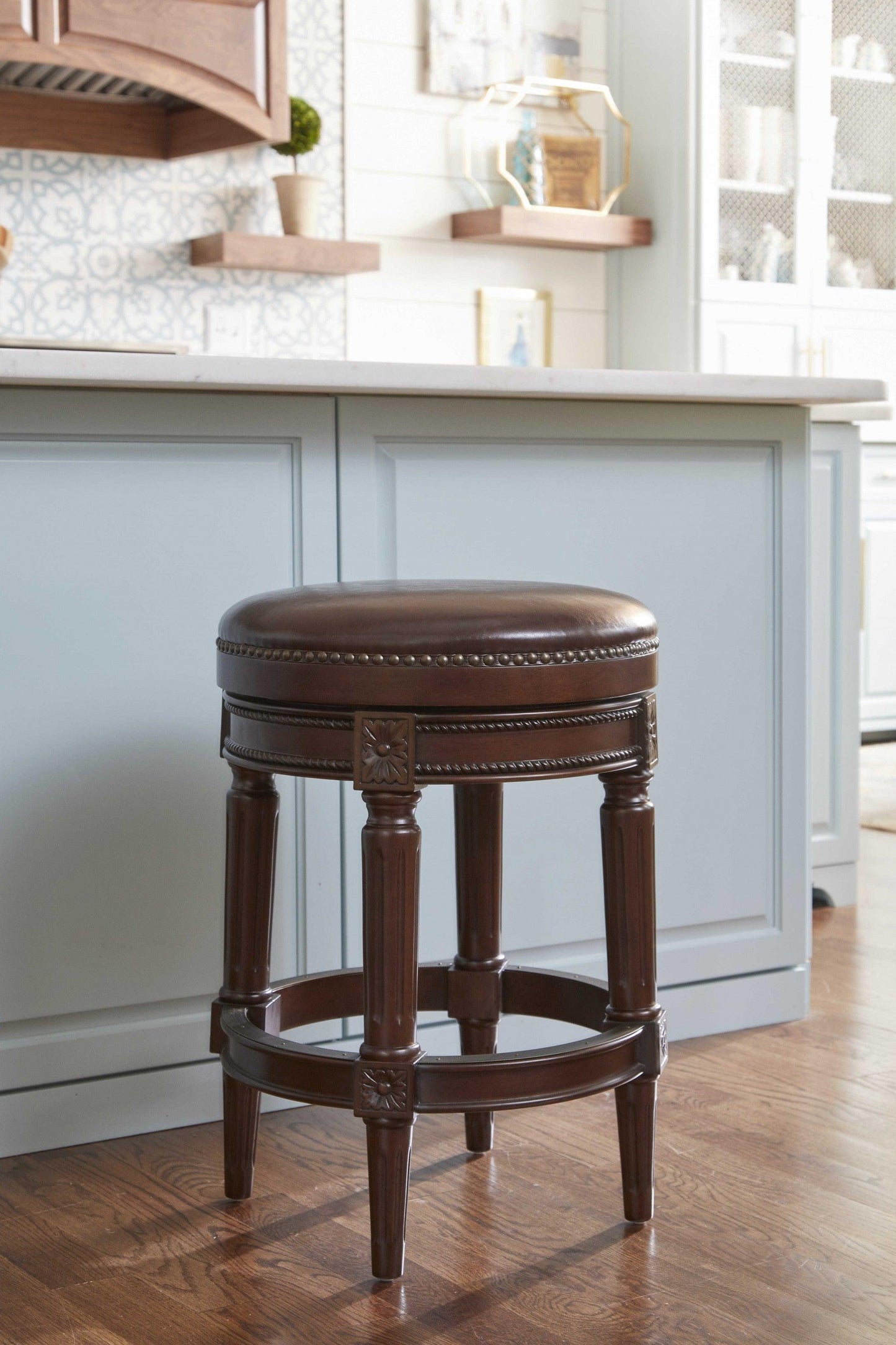 Counter Height Stool in Distressed Walnut Finished - AFS