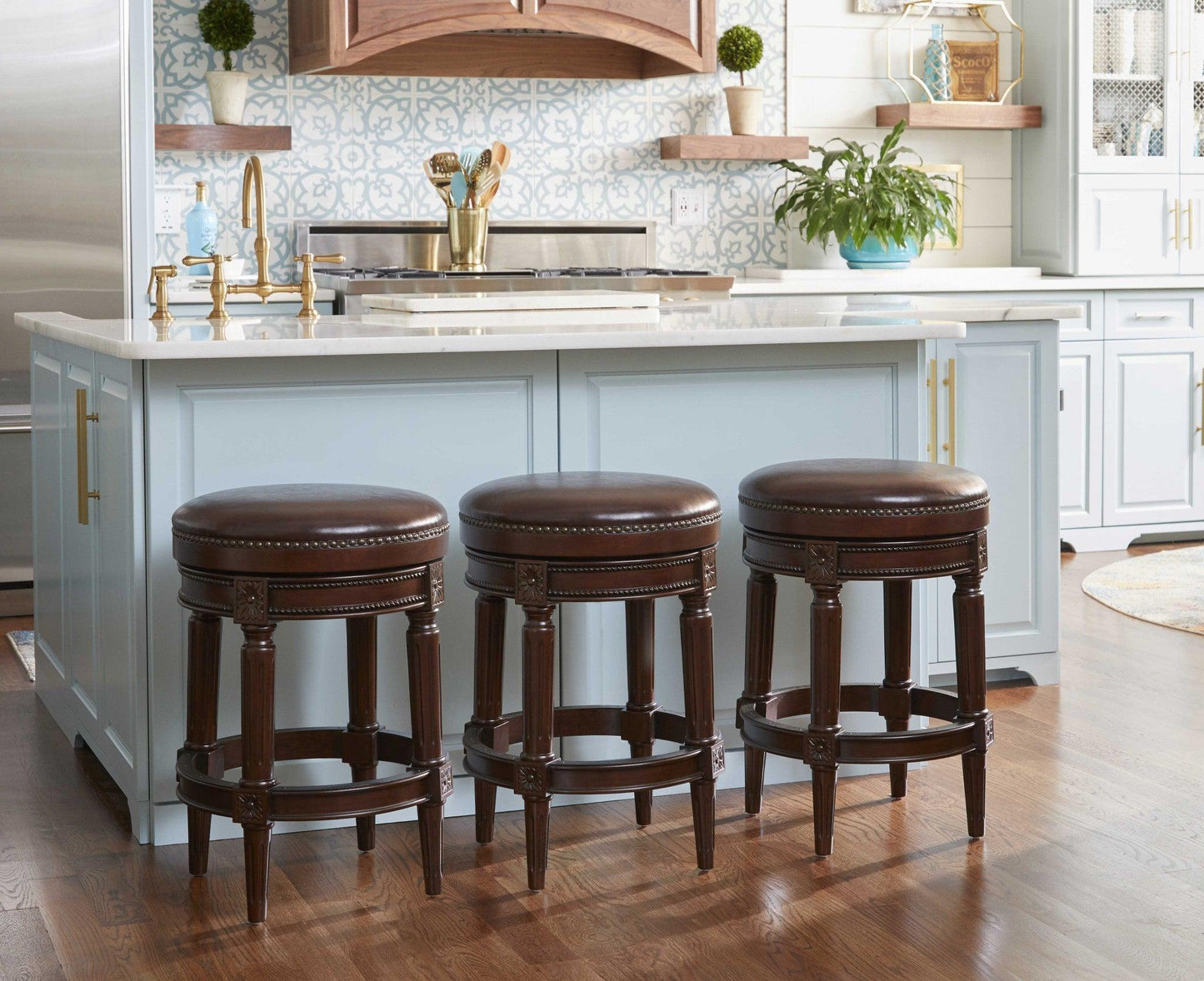 Counter Height Stool in Distressed Walnut Finished - AFS