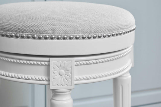 Counter Height Round Counter Stool in Alabaster White Fabric - AFS