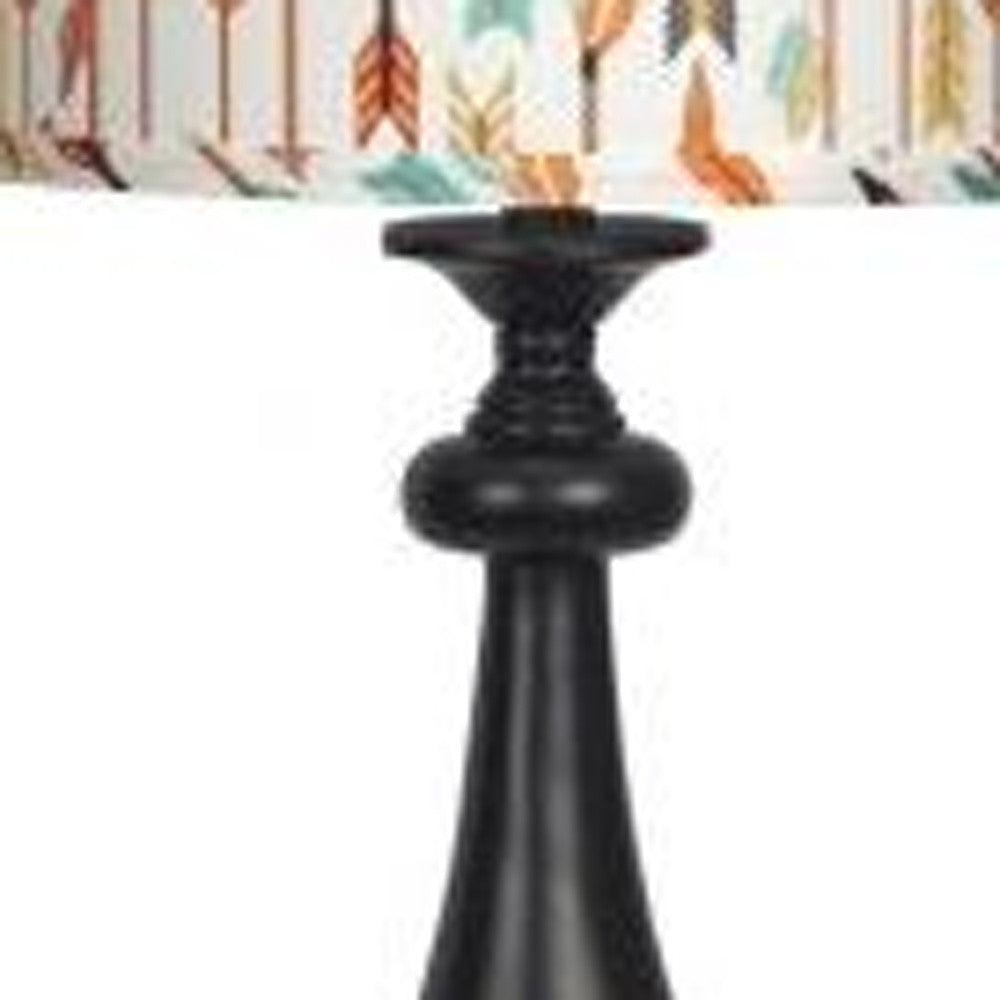 Black Candlestick Multi Color Tribal Arrows Shade table Lamp - AFS