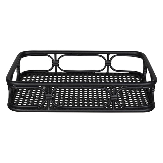 Matte Black Metal Cane Design Serving Tray - AFS