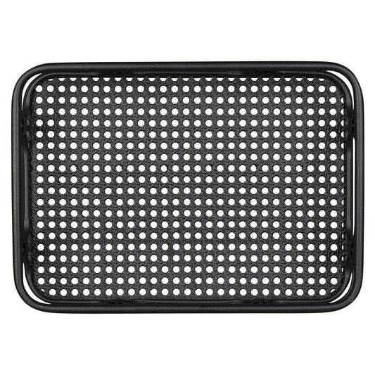 Matte Black Metal Cane Design Serving Tray - AFS