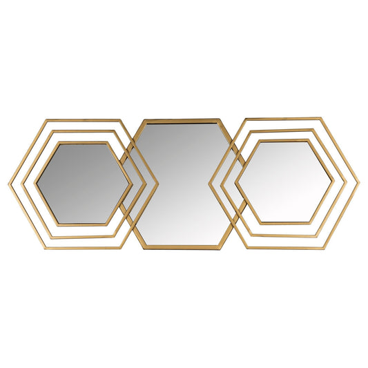 Gold Hexagon Trio Modern Wall Mirror - AFS