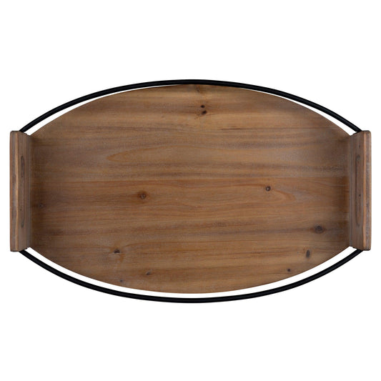 Rustic Brown Oval Wooden Tray - AFS