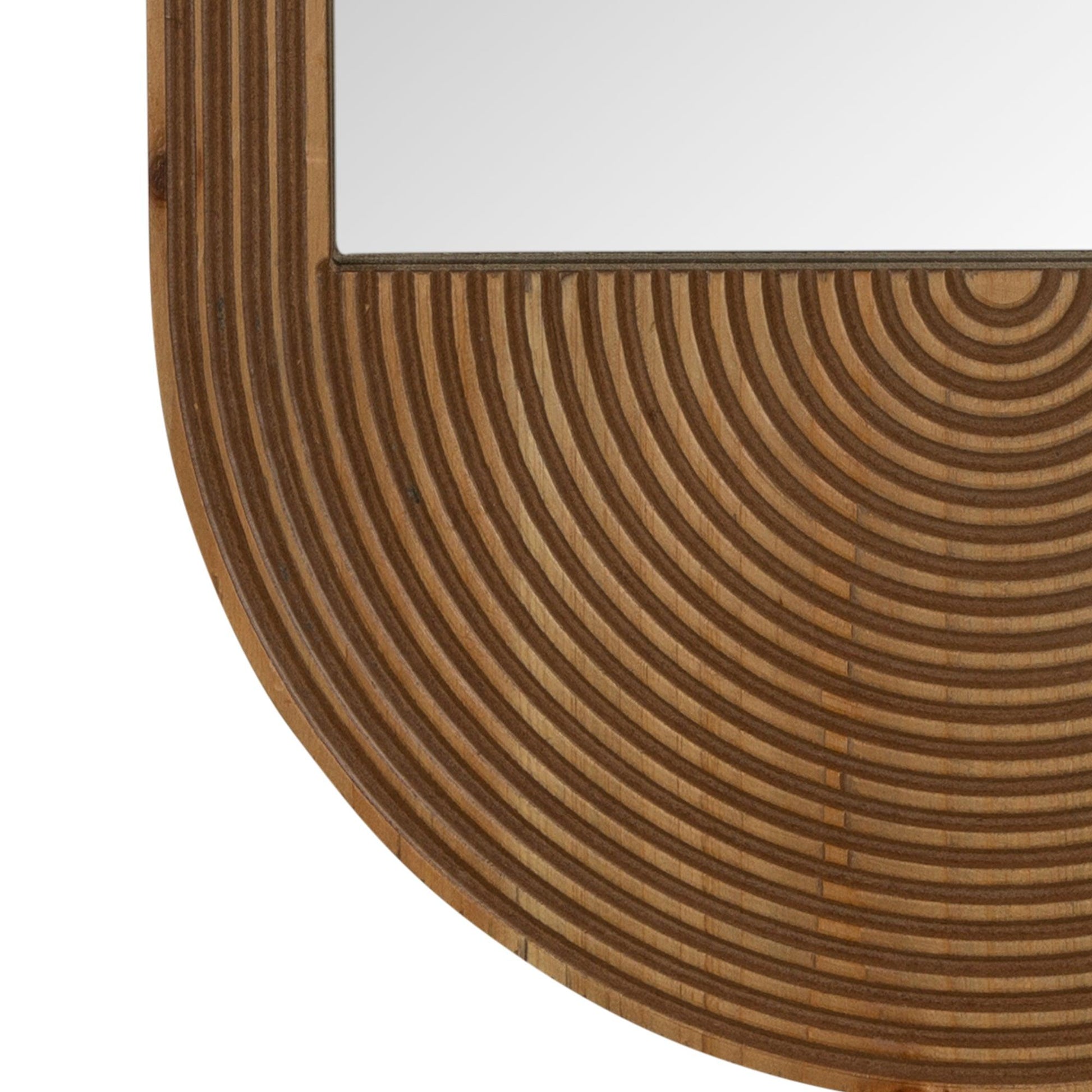 Brown Oval Wooden Wall Mirror - AFS