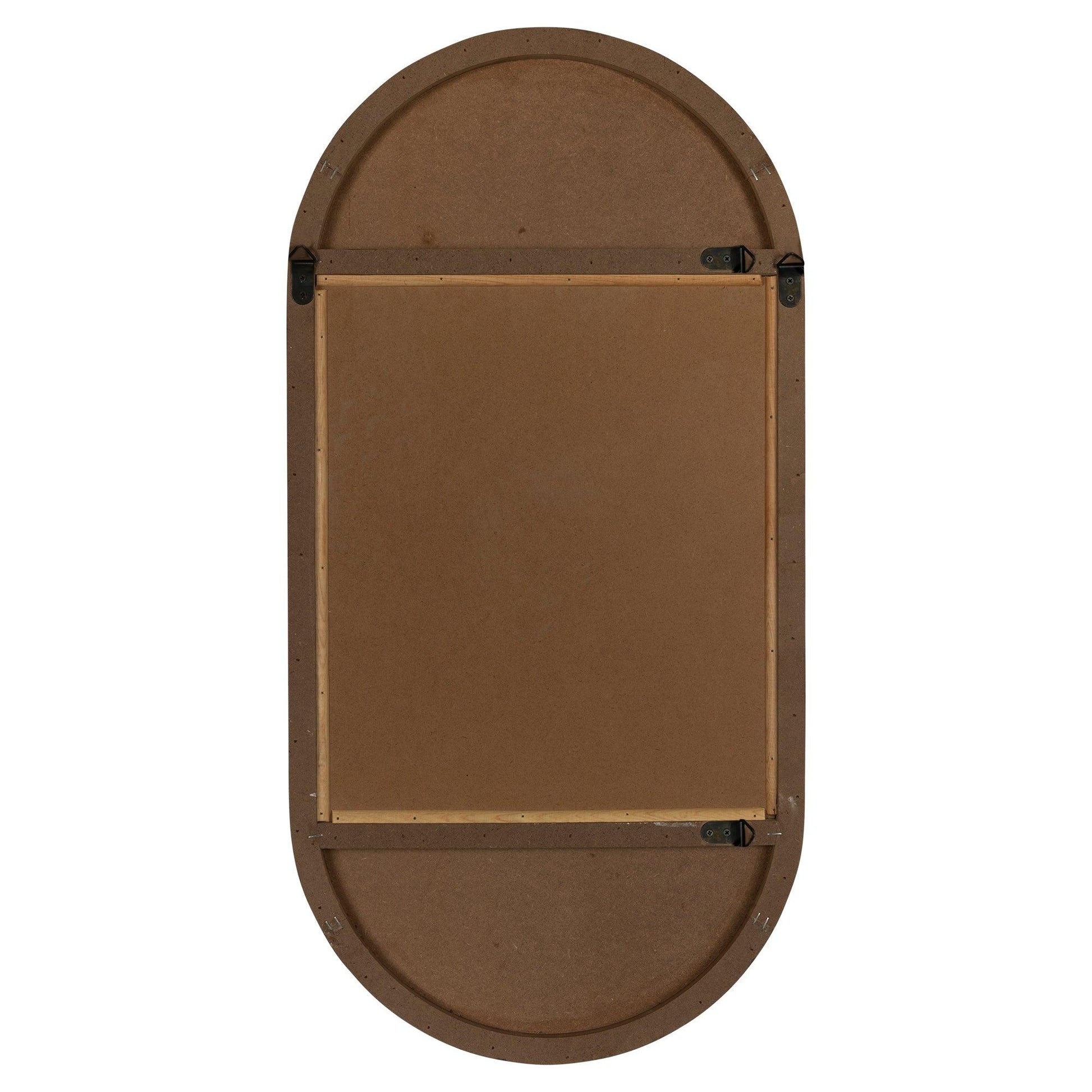 Brown Oval Wooden Wall Mirror - AFS