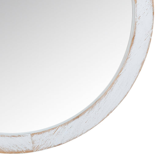 Modern Farmhouse Rustic White Wash Round Wall Mirror - AFS