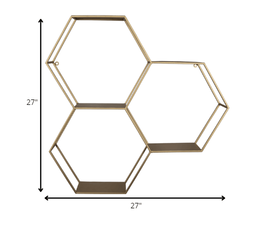 Golden Honeycomb Trio Wall Shelf - AFS