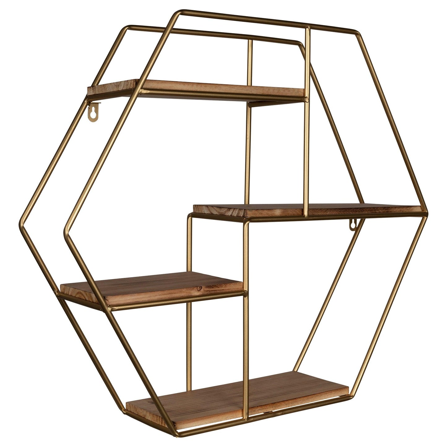 Golden Hexagonal Four Story Wall Shelf - AFS