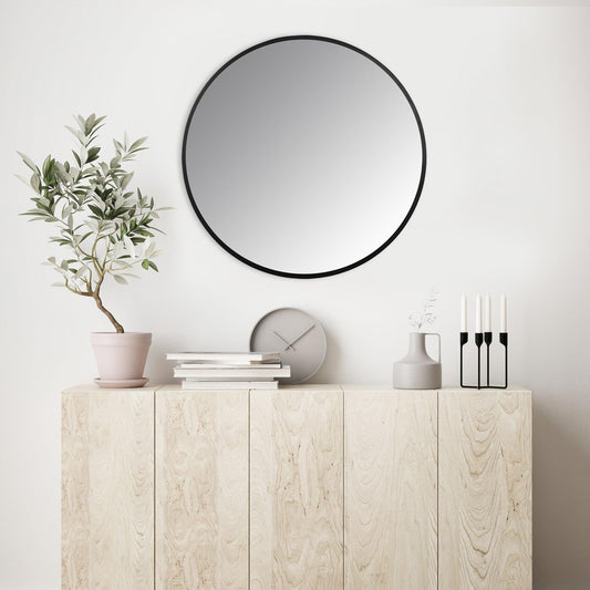 Minimalist Black Round Wall Mirror - AFS