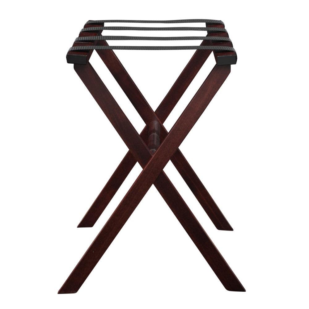 Hotel Cherry Mahogany Folding Luggage Rack with Black Straps - AFS