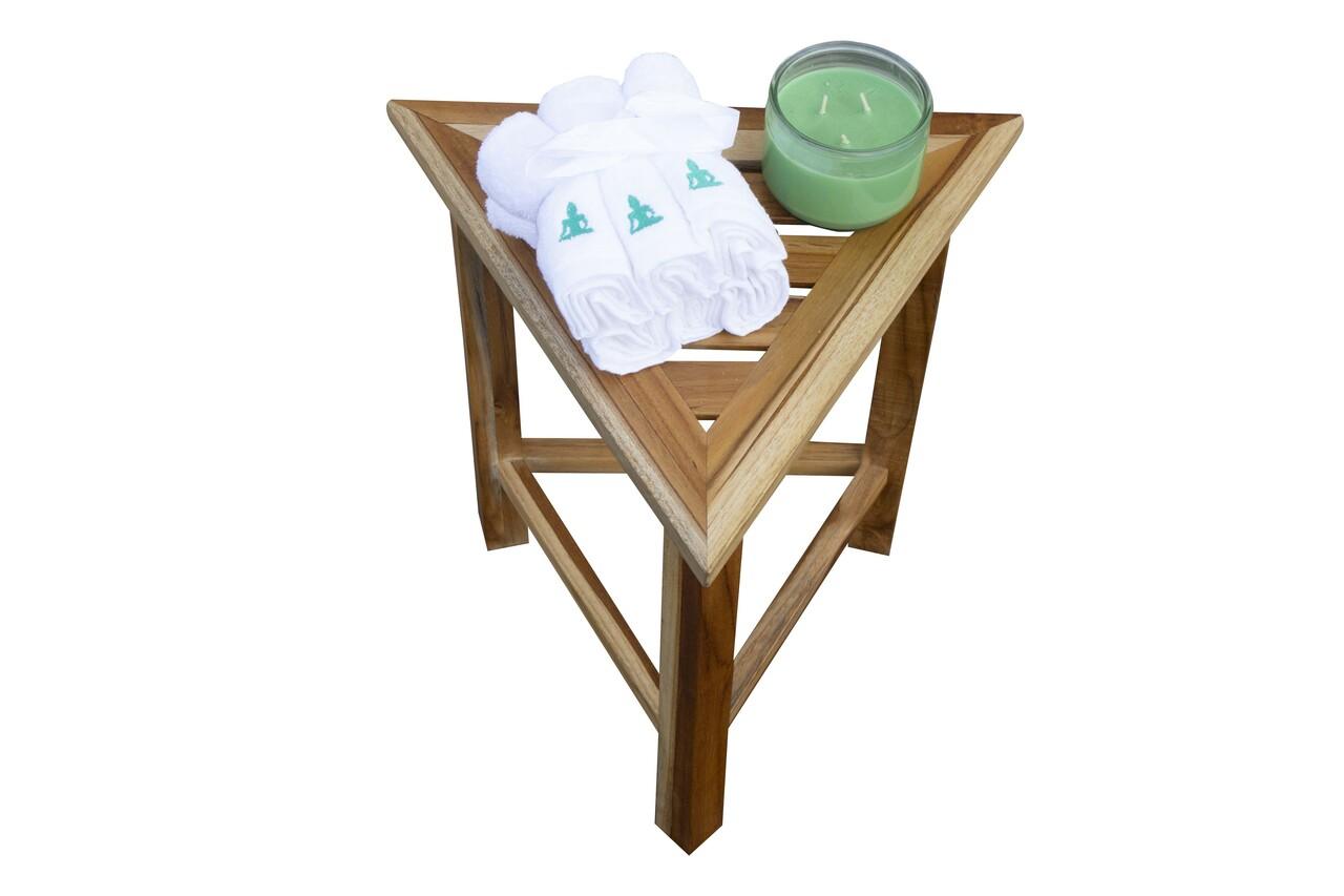 Hotel Natural Teak 18" Triangle Corner Shower Bench or Shelf - AFS