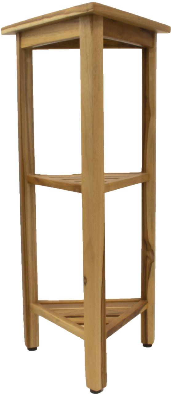 Hotel Natural Teak 32" Triangle Corner Shower Tiered Shelf - AFS