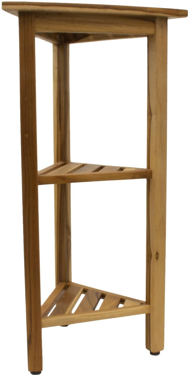 Hotel Natural Teak 32" Triangle Corner Shower Tiered Shelf - AFS