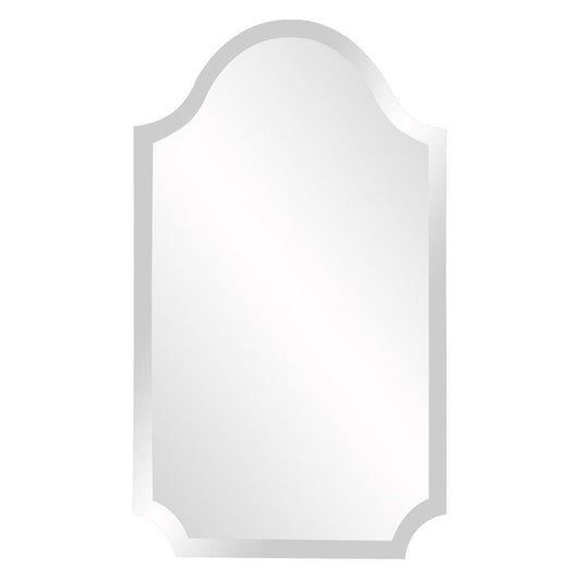 Minimalist Rectangle Arched Glass Mirror with Beveled Edge And Scalloped Corners - AFS