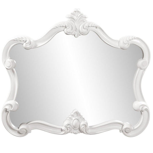 White Baroque Shape Ornate Mirror - AFS