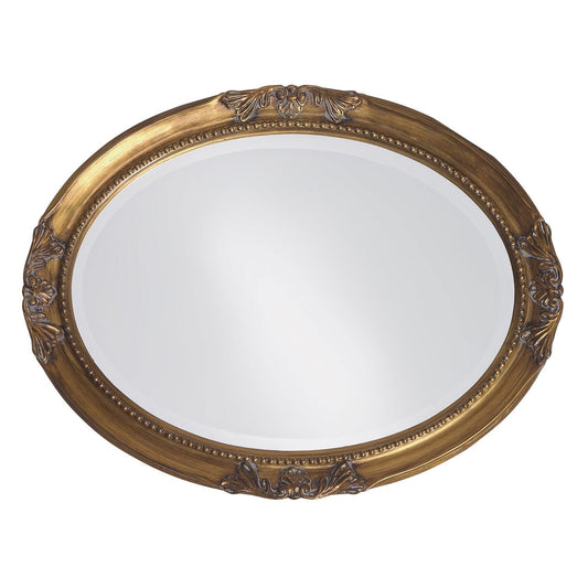 Oval Antique Gold Finish Mirror with Beaded Textured Frame - AFS