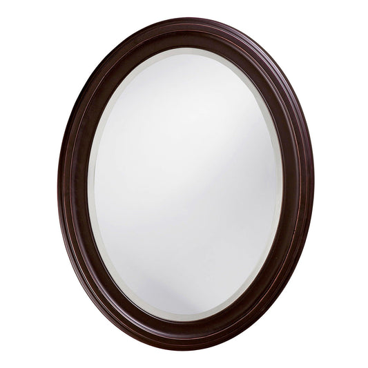 Oval Oil Rubbed Bronze Mirror with Wooden Grooves Frame - AFS