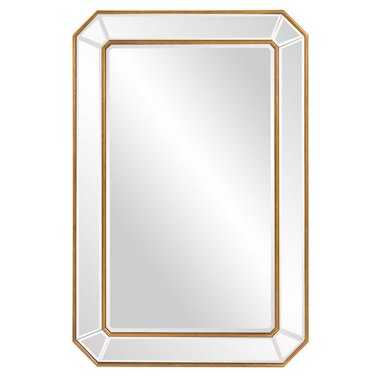 Recatngle Gold Leaf Mirror with Angled Corners Frame - AFS