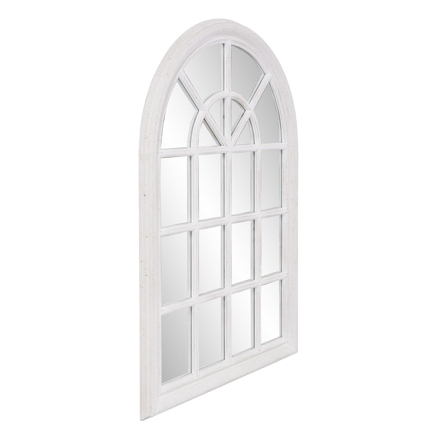 White Washed Mirror with Arched Panel Window Design - AFS