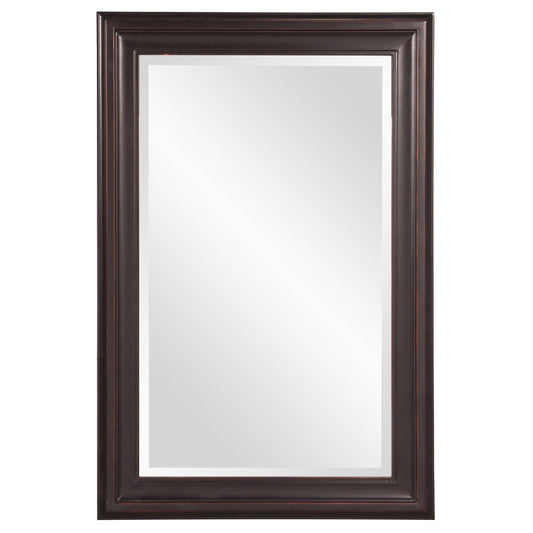 Rectangle Oil Rubbed Bronze Finish Mirror with Wooden Bronze Frame - AFS