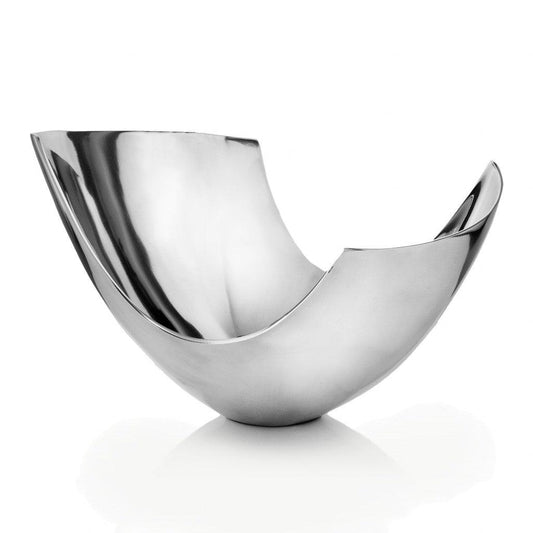 Silver Aluminum Abstract Tray Dish Centerpiece Bowl - AFS