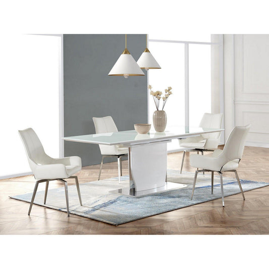 White tone with Pedestal style base Dining Table - AFS