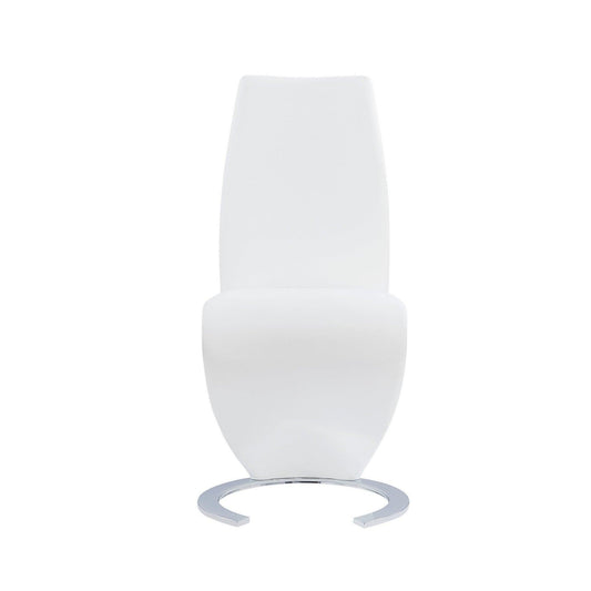 Set of 2 White Z Shape design Dining Chairs with Horse Shoe Shape Base - AFS