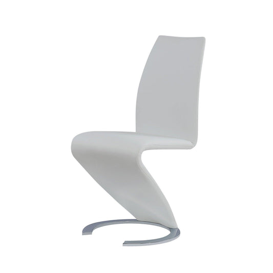 Set of 2 White Z Shape design Dining Chairs with Horse Shoe Shape Base - AFS