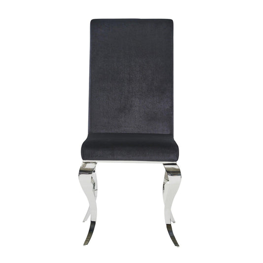 Set of 2 Black Dining Chairs with Silver Tone Legs - AFS