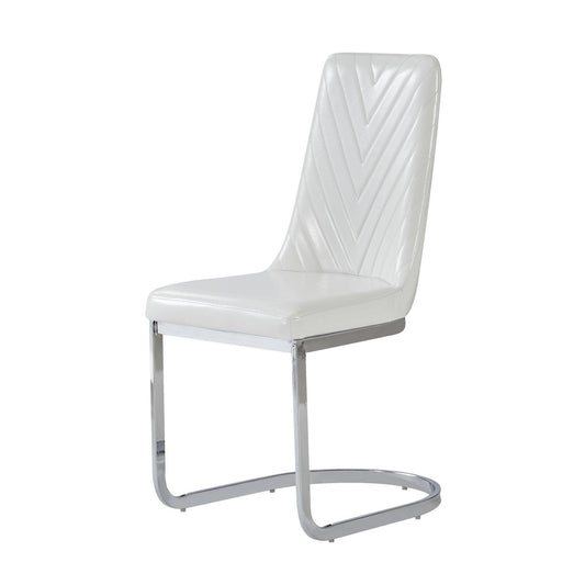 Set of 2 Modern White Dining Chairs with Horse Shoe Style Metal Base - AFS