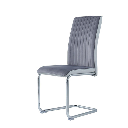 Set of 4 Two Tone Grey and Chrome Dining Chairs - AFS