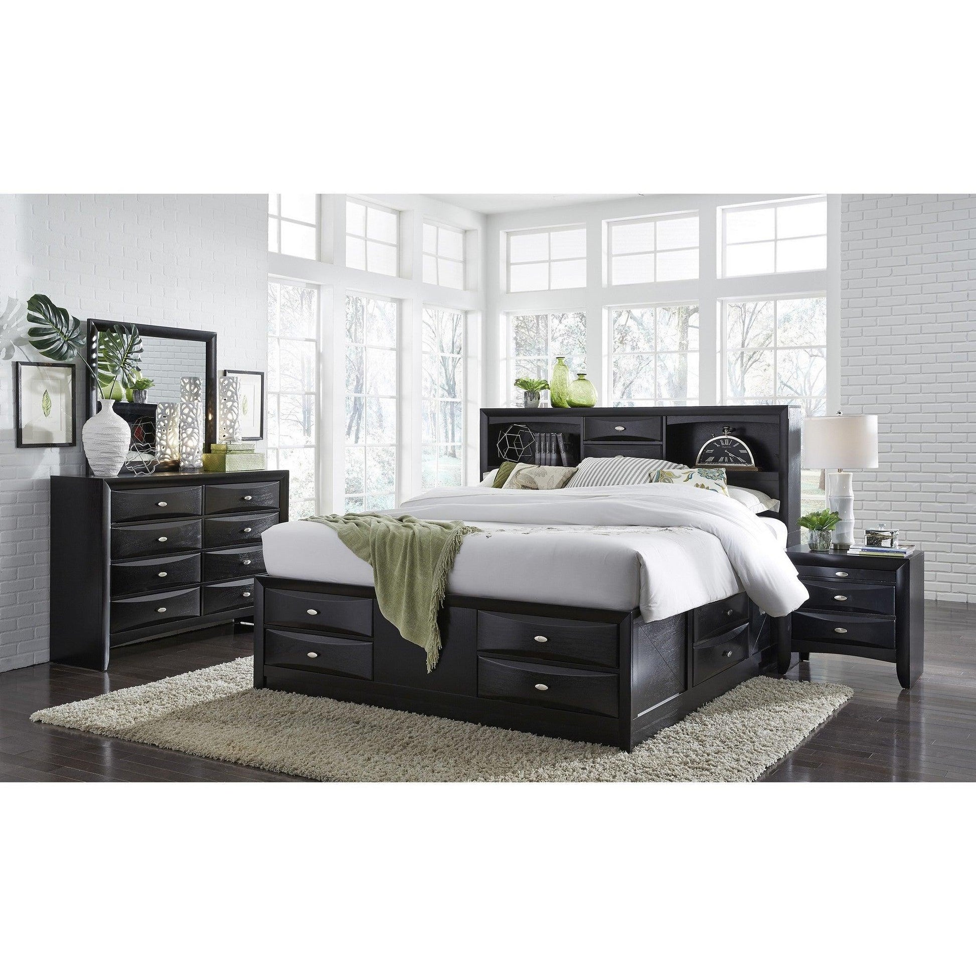 Black Dresser with 5 Chambared Drawer - AFS