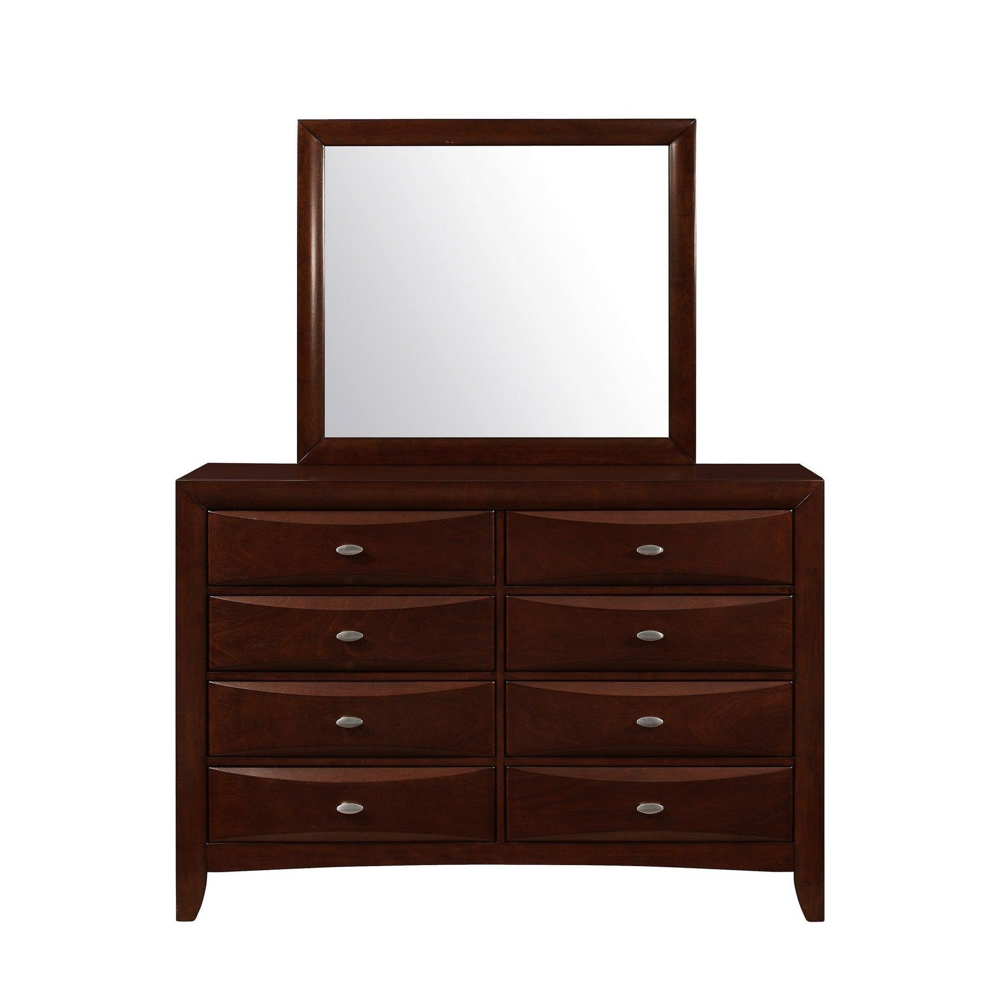 Sleek Dark Cherry Wood Wall Hanging Mirror - AFS