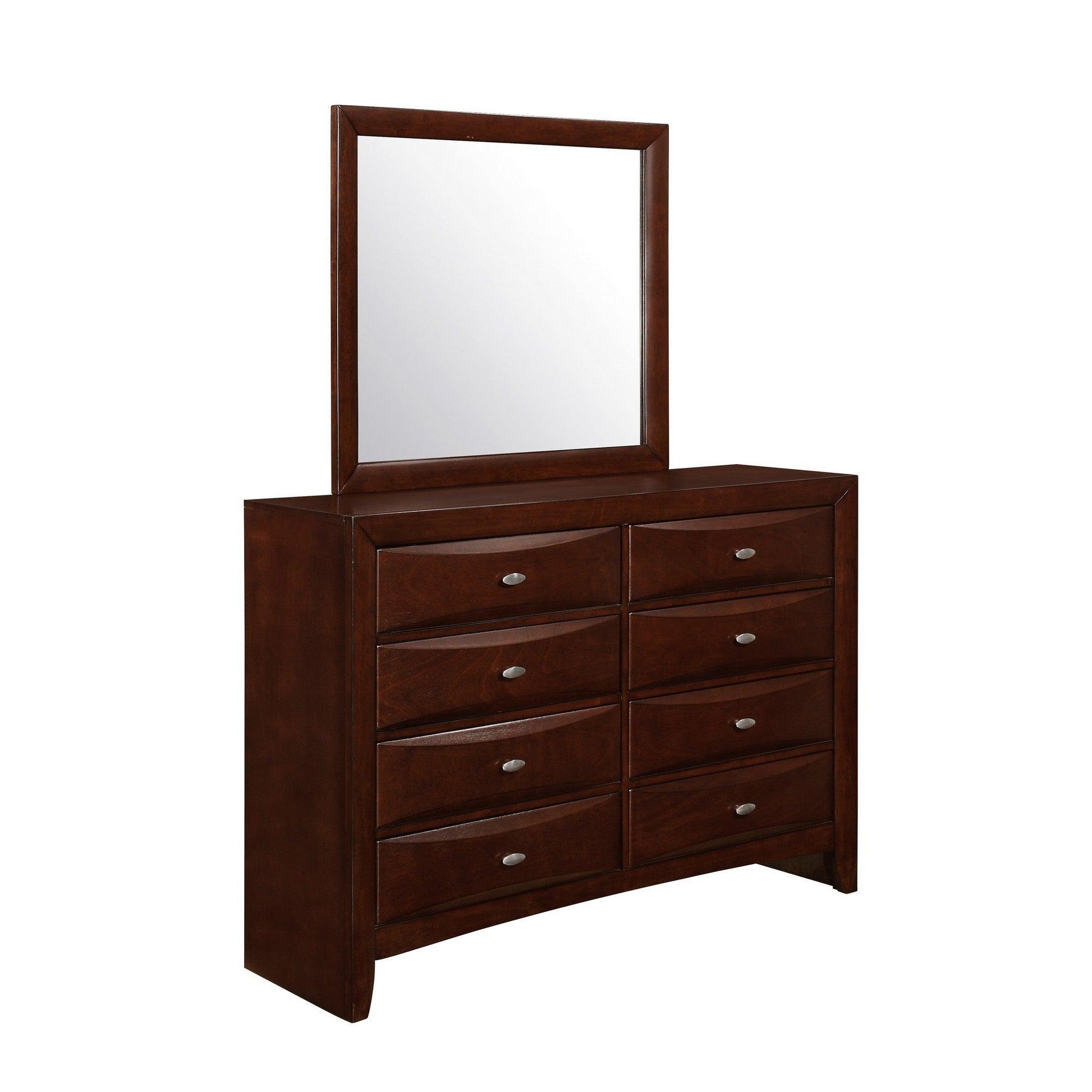 Sleek Dark Cherry Wood Wall Hanging Mirror - AFS