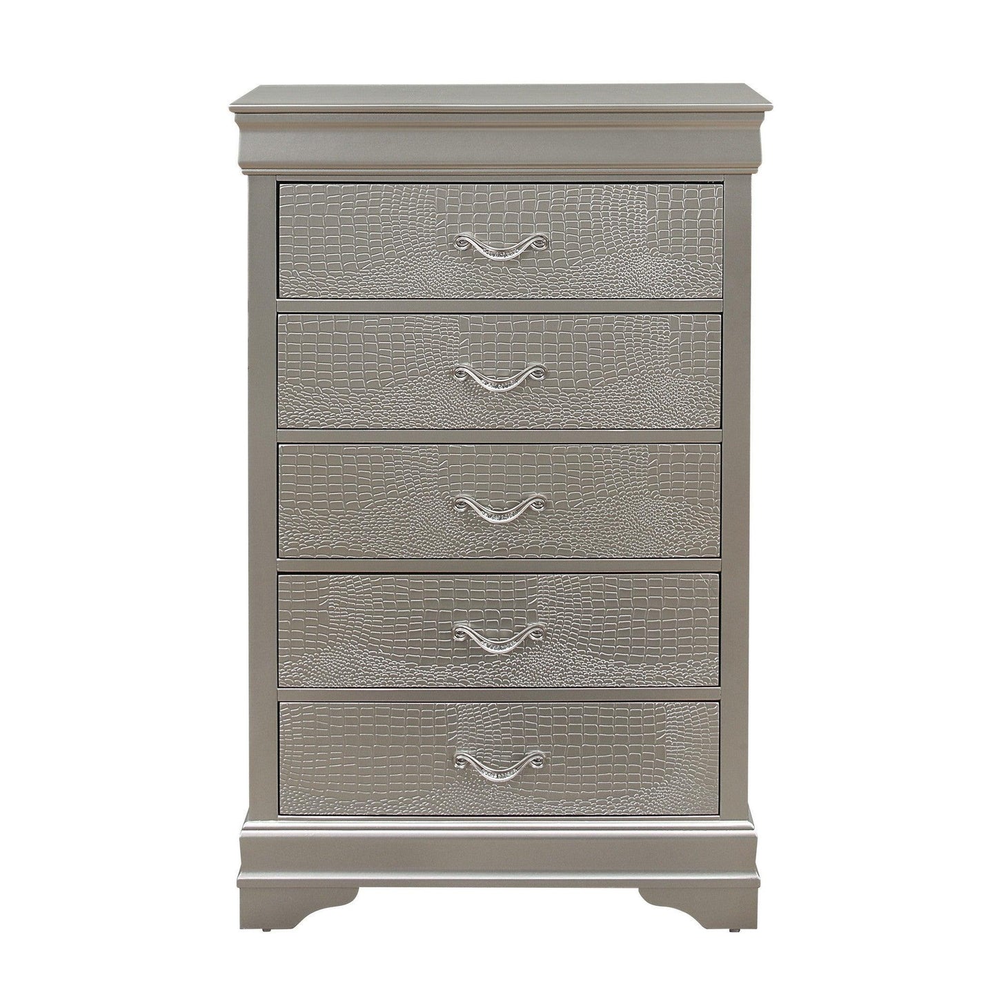 Silver Tone Chest with 5 Spacious Interior Drawers - AFS