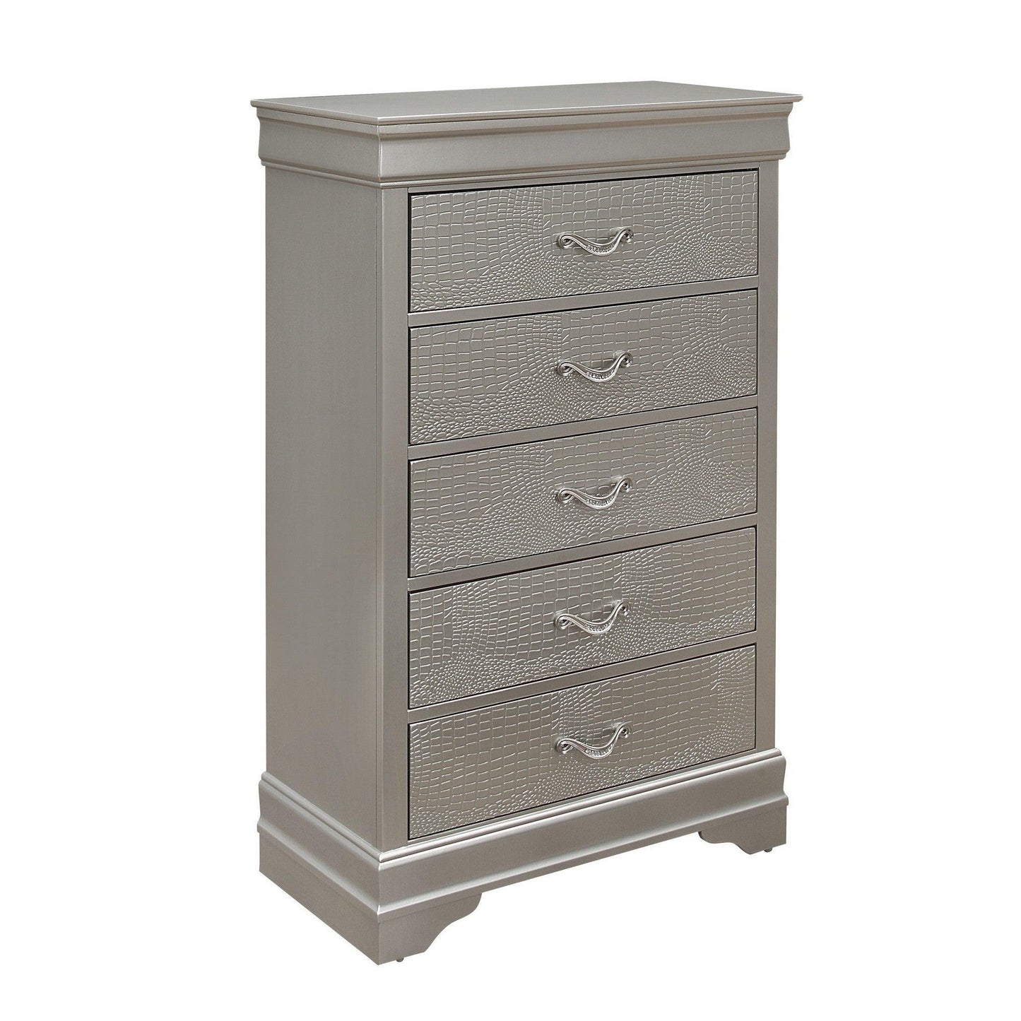 Silver Tone Chest with 5 Spacious Interior Drawers - AFS