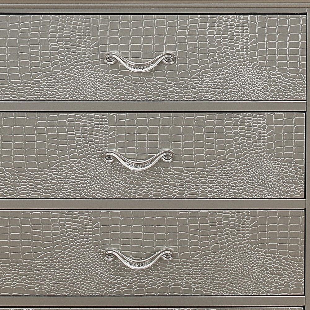 Silver Tone Chest with 5 Spacious Interior Drawers - AFS