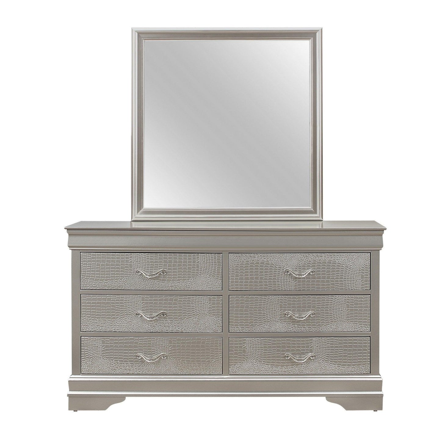 Silver Tone Dresser with 6 Spacious Interior Drawers - AFS