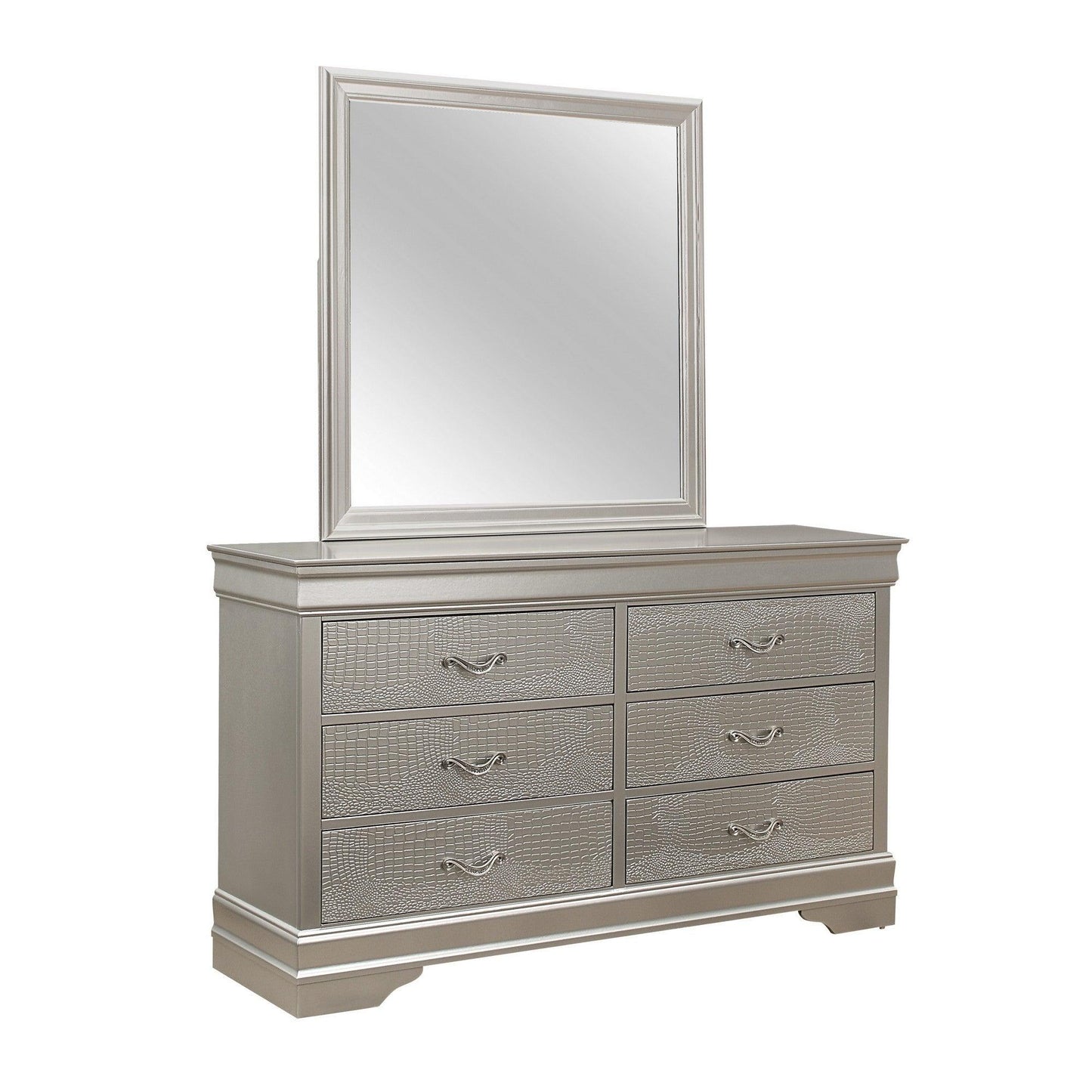 Silver Tone Dresser with 6 Spacious Interior Drawers - AFS