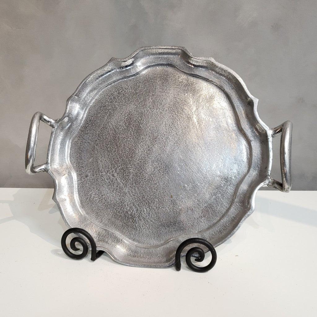 Vintage Look Baroque Silver Handled Tray - AFS