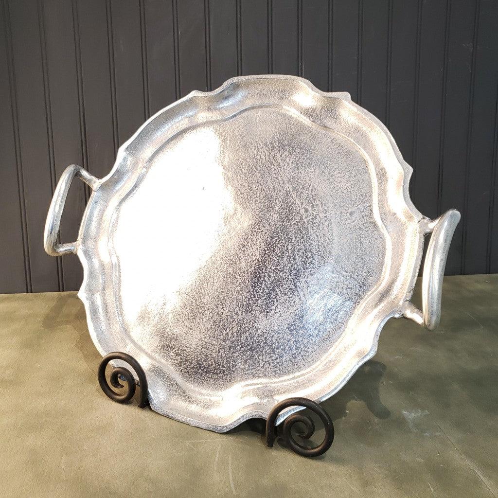 Vintage Look Baroque Silver Handled Tray - AFS