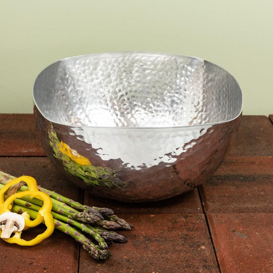 Handcrafted Hammered Stainless Steel Square Centerpiece Bowl - AFS