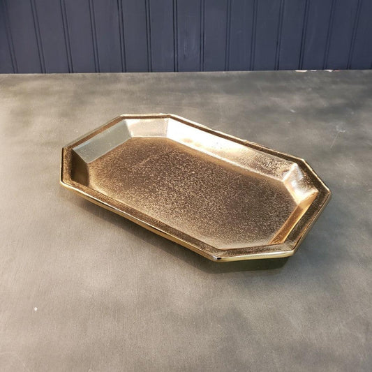 Gilded Gold Finish Textured Serving Tray - AFS