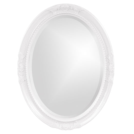 Oval Mirror In A Glossy White Wood Frame - AFS