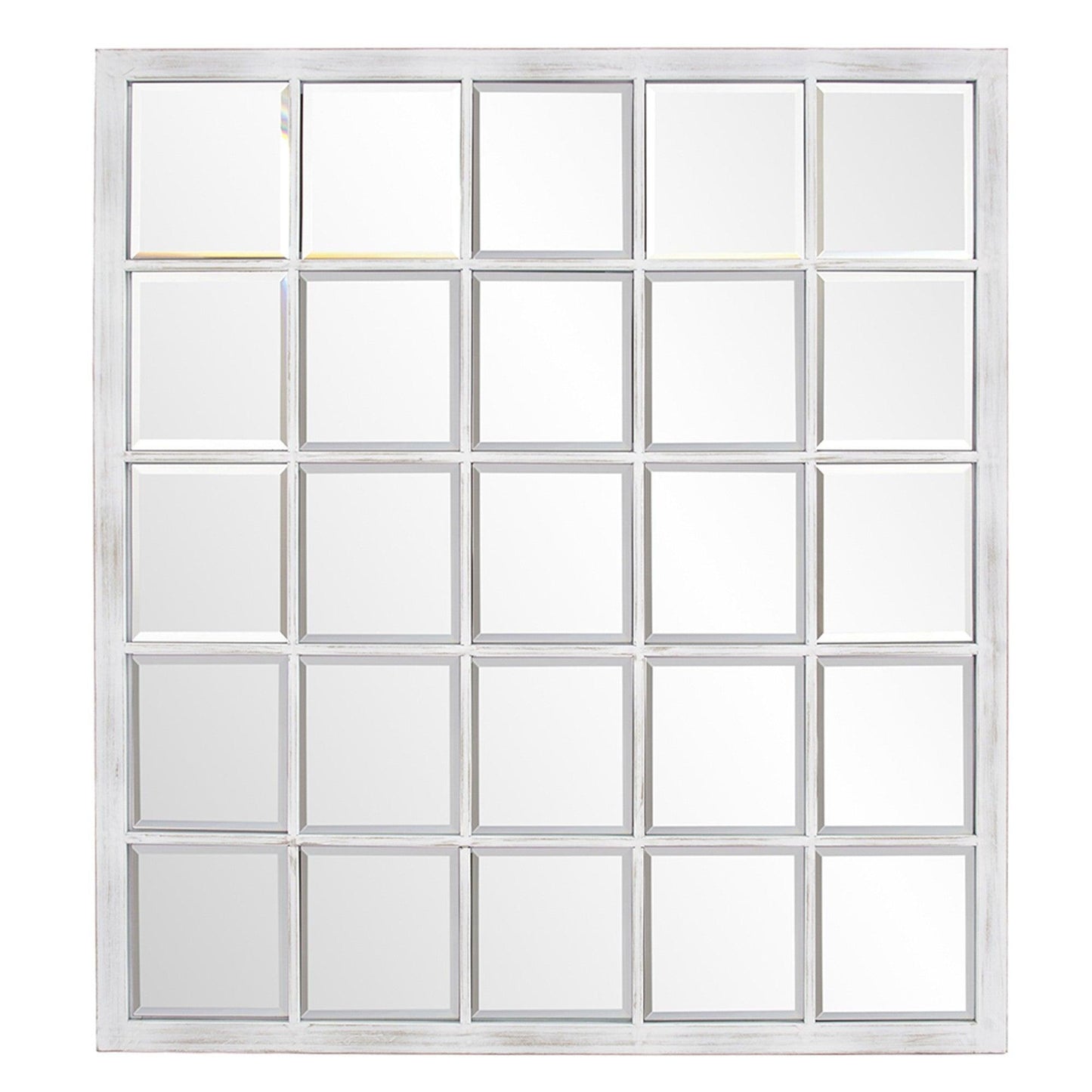 Rectangular Whitewash Window Pane Tile Mirror - AFS